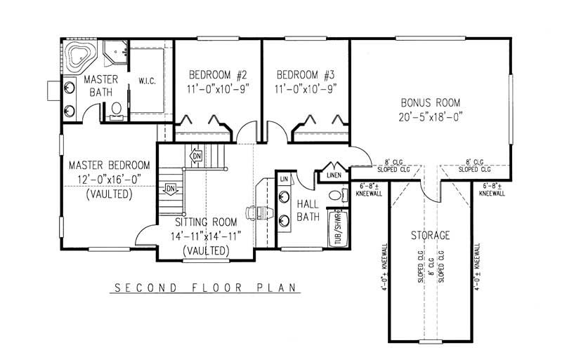 Floor Plan Second Story of Country Plan #173-1035