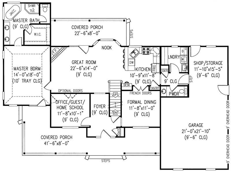 Floor Plan First Story of Country Plan #173-1036