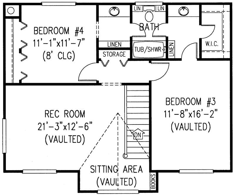 Floor Plan Second Story of Country Plan #173-1036