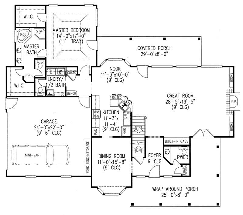 Floor Plan First Story of Country Plan #173-1037