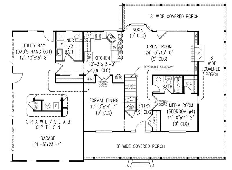 Floor Plan First Story of Country Plan #173-1038