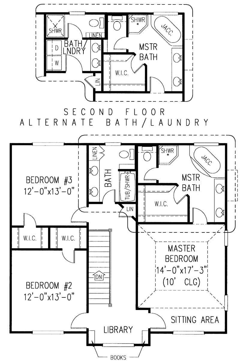 Floor Plan Second Story of Country Plan #173-1038