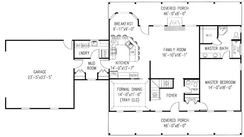 Floor Plan First Story of Country Plan #173-1039