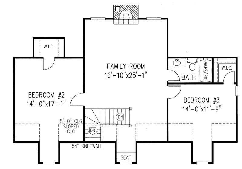 Floor Plan Second Story of Country Plan #173-1039