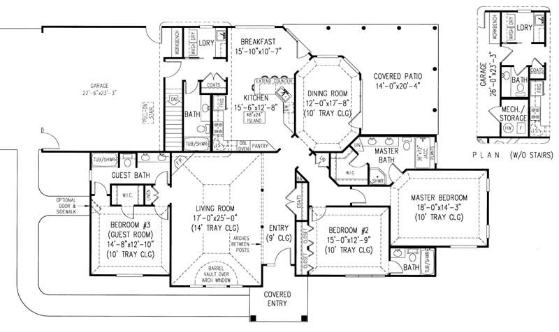 Floor Plan First Story of Contemporary Plan #173-1041