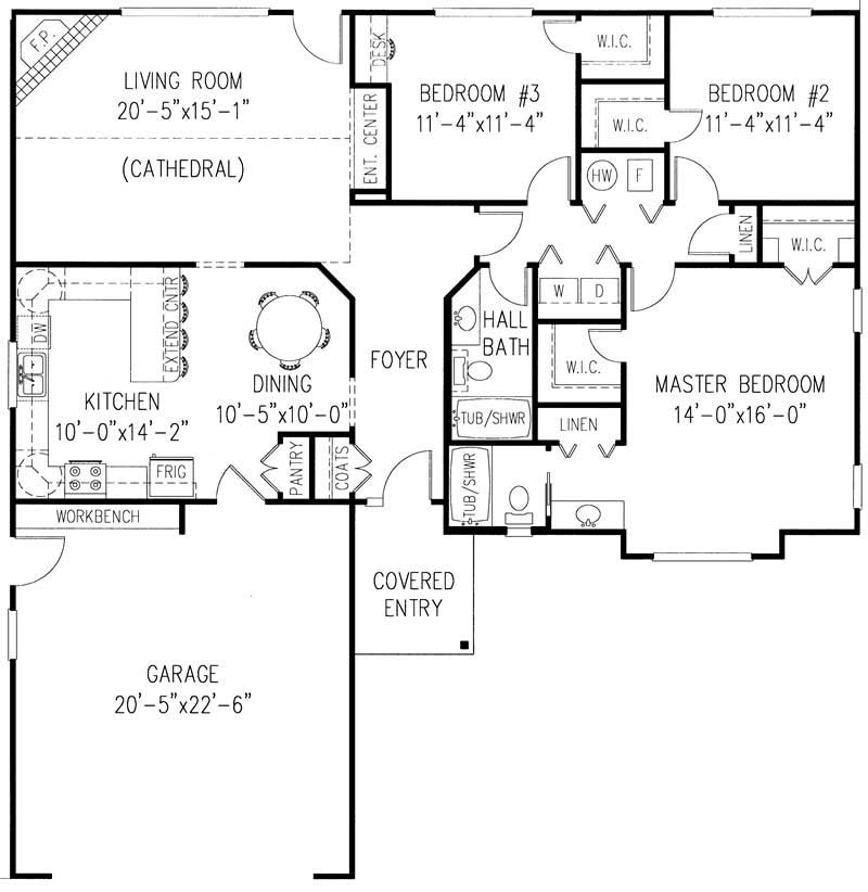 Floor Plan First Story of Contemporary Plan #173-1042