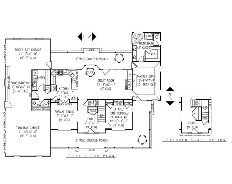 Floor Plan First Story of Country Plan #173-1044