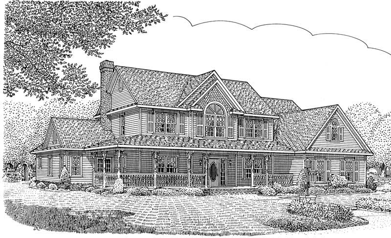 Home Plan Front Elevation of this 5-Bedroom,2984 Sq Ft Plan -173-1045