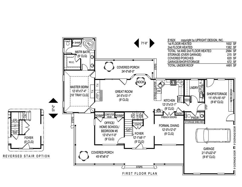 Floor Plan First Story of Country Plan #173-1045