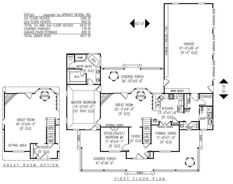 Floor Plan First Story of Country Plan #173-1046