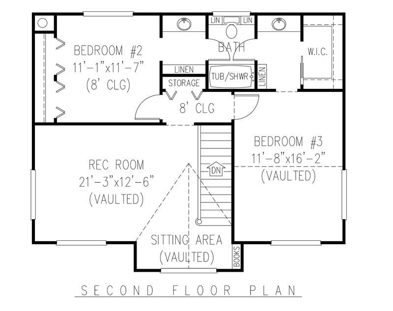 Floor Plan Second Story of Country Plan #173-1046