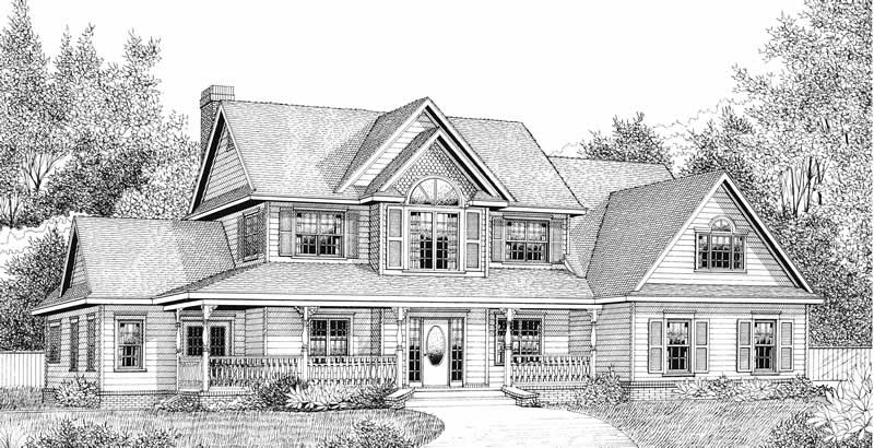 Home Plan Front Elevation of this 4-Bedroom,2302 Sq Ft Plan -173-1047