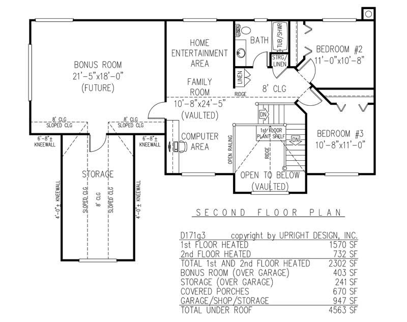 Floor Plan Second Story of Country Plan #173-1047