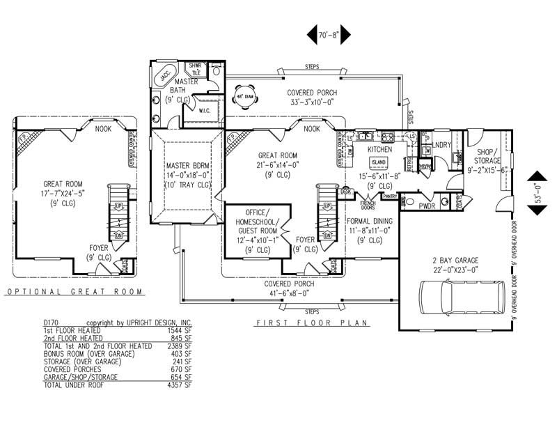 Floor Plan First Story of Country Plan #173-1048