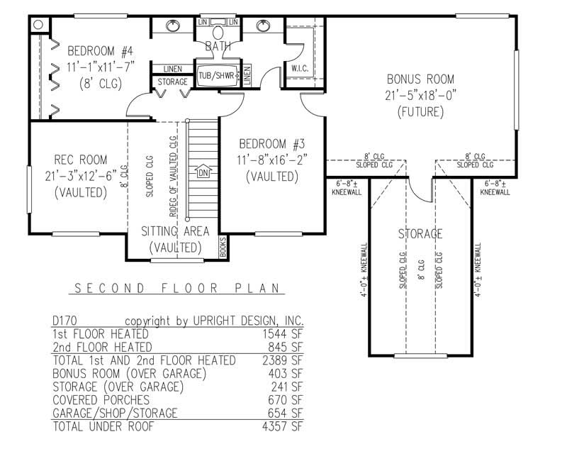 Floor Plan Second Story of Country Plan #173-1048