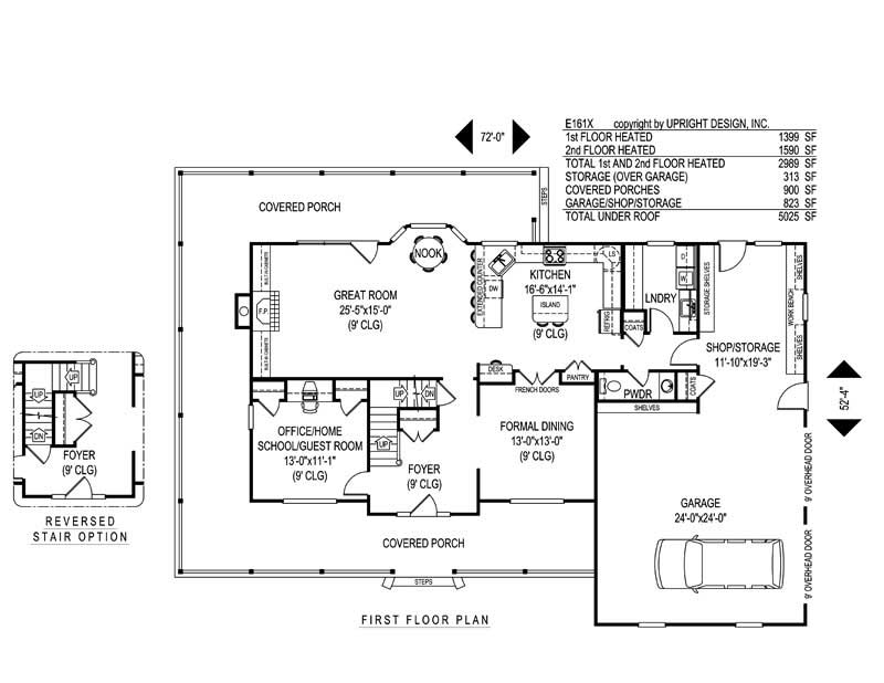 Floor Plan First Story of Country Plan #173-1049