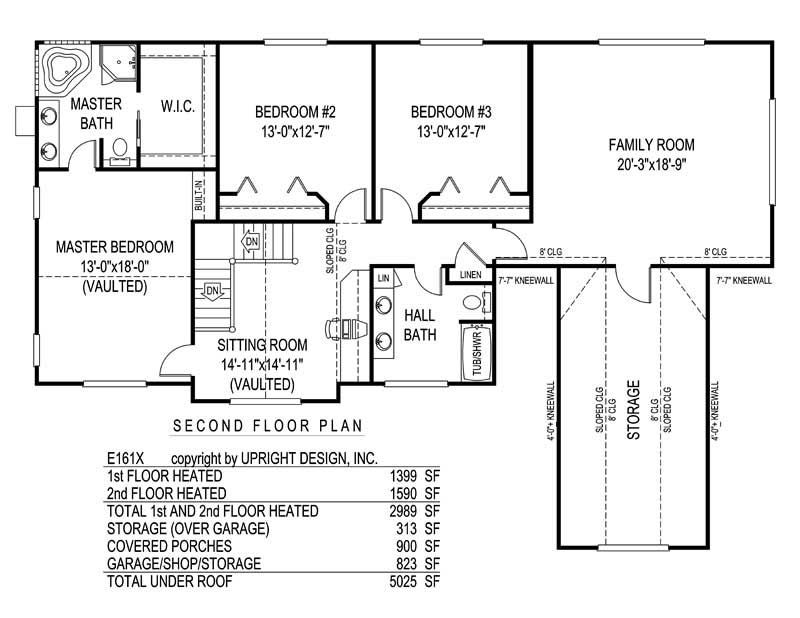 Floor Plan Second Story of Country Plan #173-1049