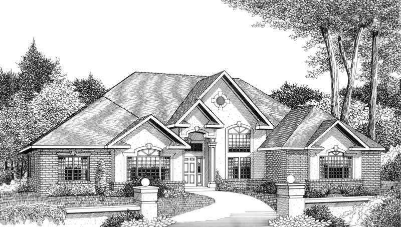 Home Plan Front Elevation of this 3-Bedroom,2836 Sq Ft Plan -173-1050