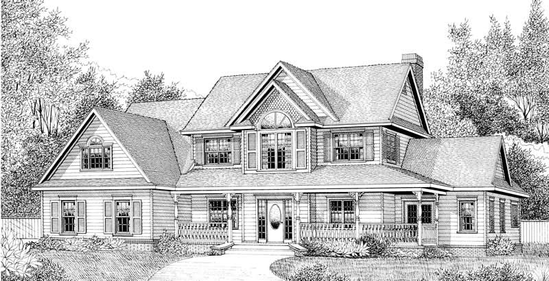 Home Plan Front Elevation of this 4-Bedroom,2302 Sq Ft Plan -173-1051