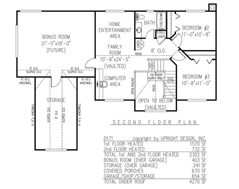 Floor Plan Second Story of Country Plan #173-1051