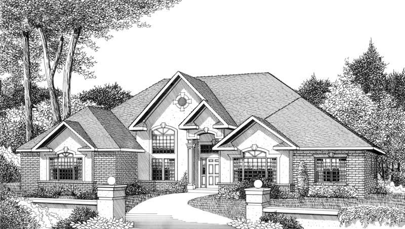 Home Plan Front Elevation of this 3-Bedroom,2615 Sq Ft Plan -173-1052