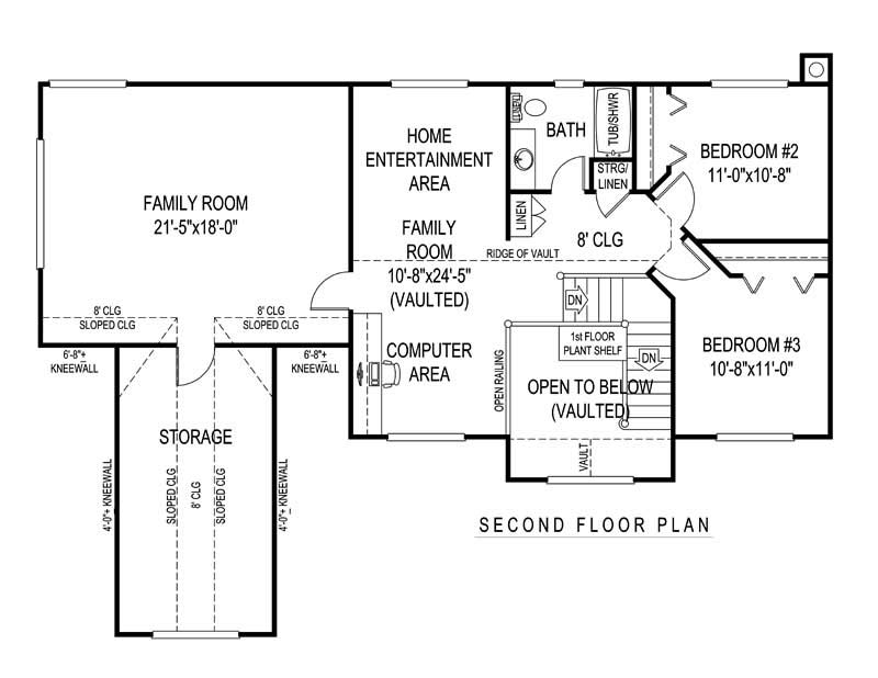 Floor Plan Second Story of Country Plan #173-1053