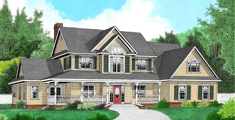 Front elevation of Country home (ThePlanCollection: House Plan #173-1055)
