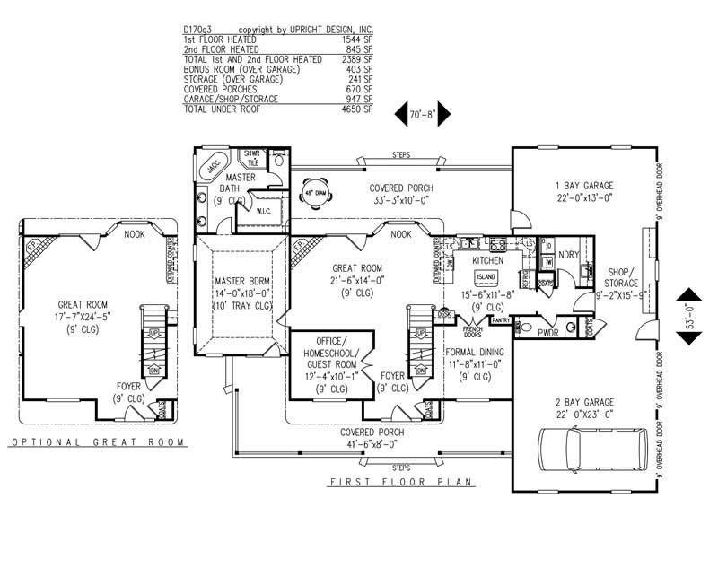 Floor Plan First Story of Country Plan #173-1055