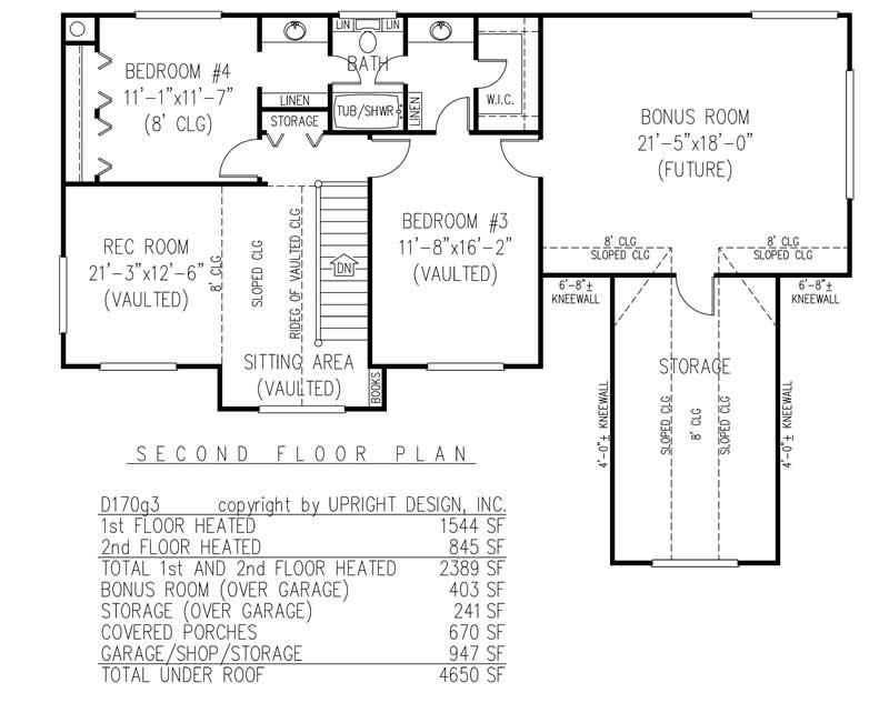 Floor Plan Second Story of Country Plan #173-1055