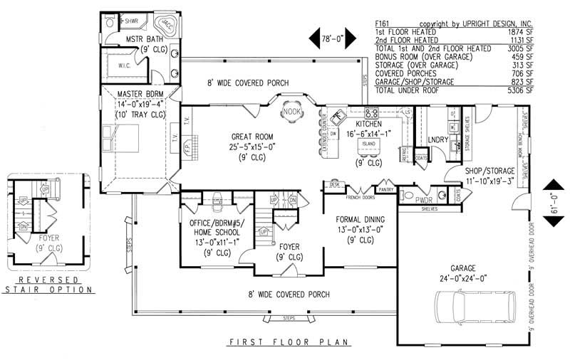 Floor Plan First Story of Country Plan #173-1056