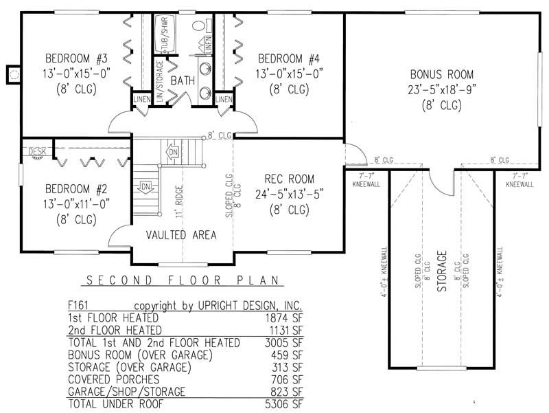 Floor Plan Second Story of Country Plan #173-1056