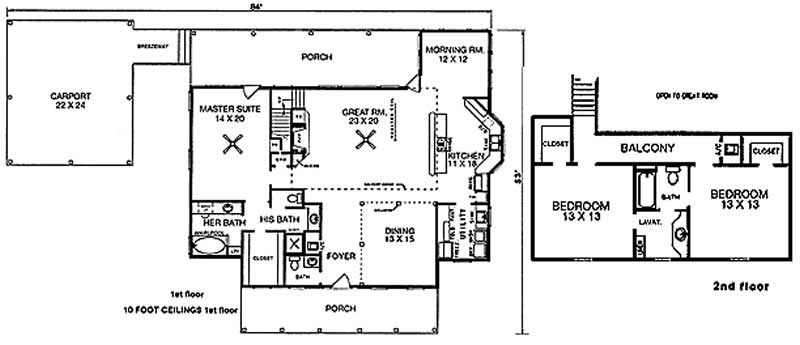 Floor Plan First Story of Cape Cod Plan #174-1002