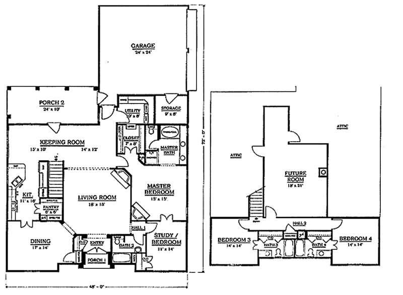 Floor Plan First Story of European Plan #174-1003