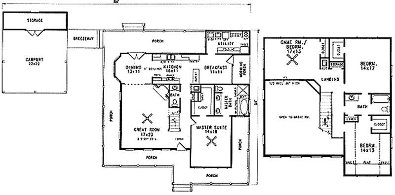 Floor Plan First Story of Country Plan #174-1004