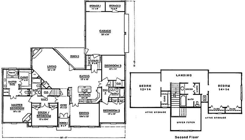 Floor Plan First Story of European Plan #174-1009