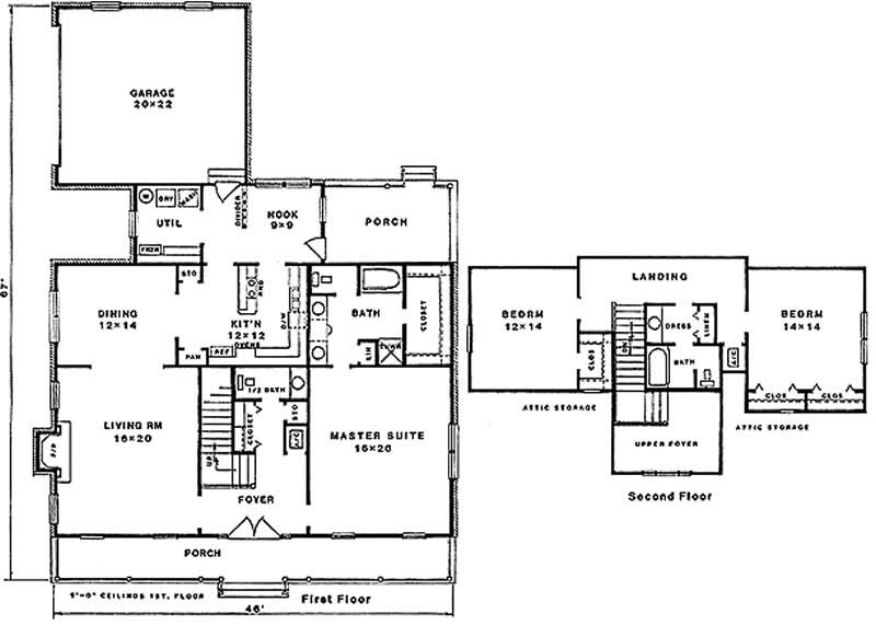 Floor Plan First Story of Cape Cod Plan #174-1012