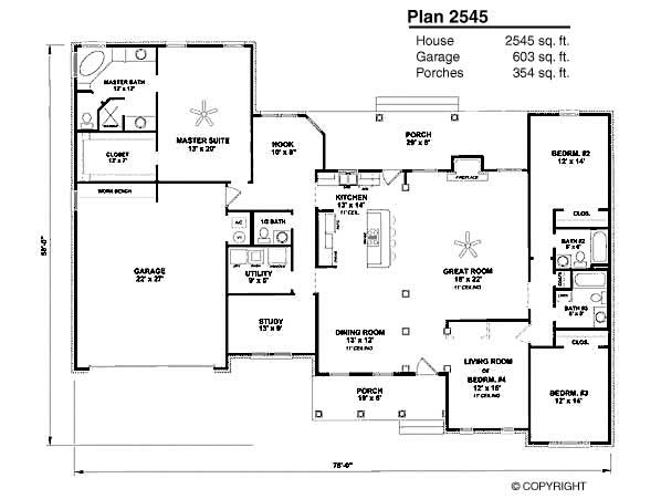 Floor Plan First Story of Country Plan #174-1015