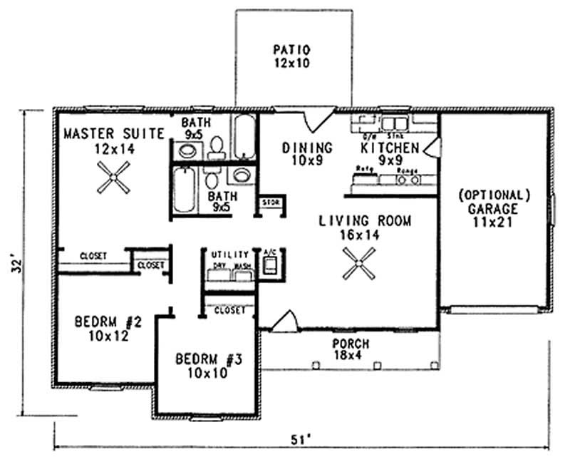 Floor Plan First Story of Country Plan #174-1018