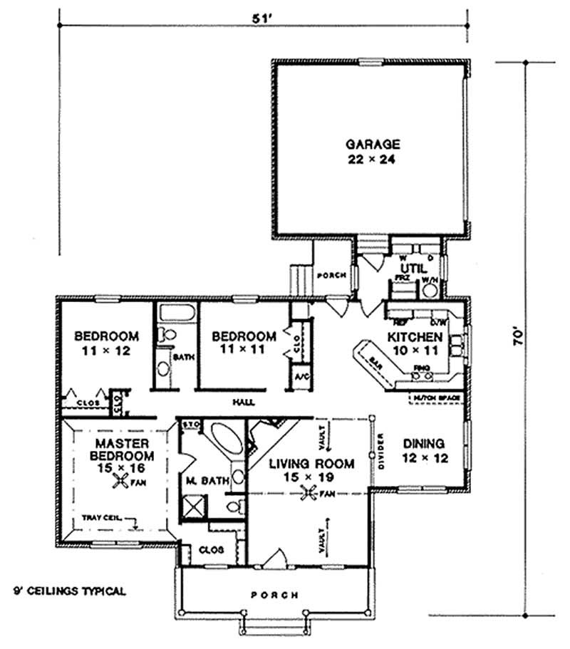 Floor Plan First Story of Cape Cod Plan #174-1025