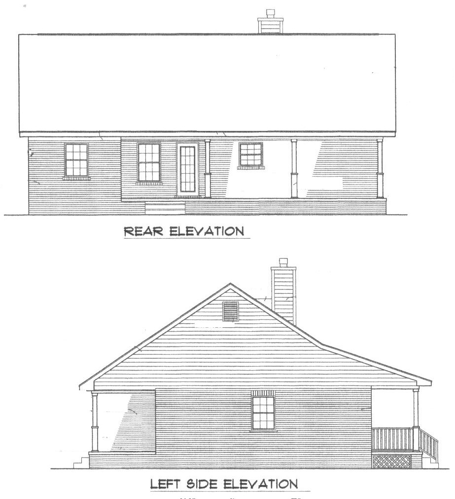 Home Plan Rear Elevation of this 3-Bedroom,1277 Sq Ft Plan -174-1043