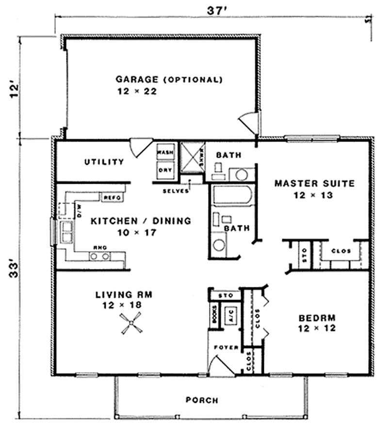 Floor Plan First Story of Country Plan #174-1050