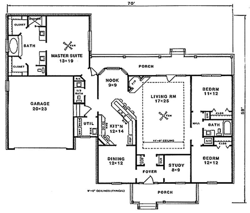 Floor Plan First Story of Cape Cod Plan #174-1056