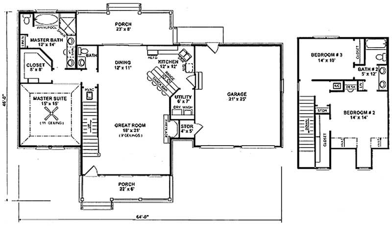 Floor Plan First Story of Cape Cod Plan #174-1059