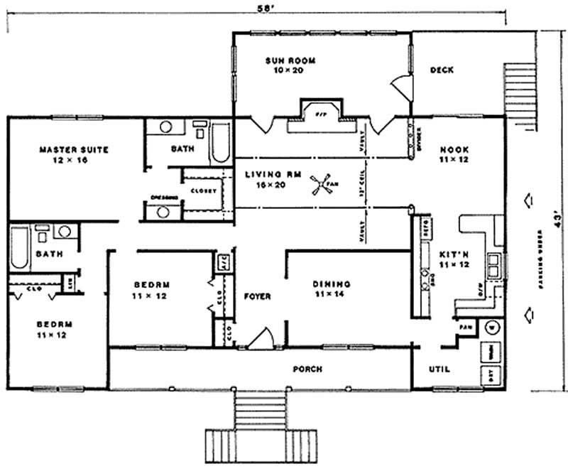 Floor Plan First Story of Coastal Plan #174-1060