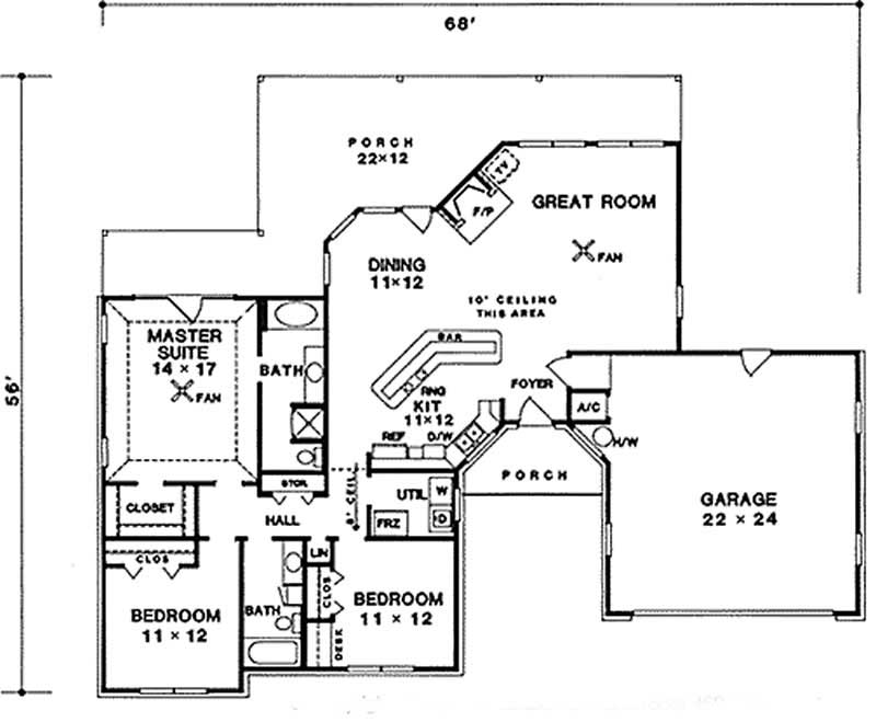 Floor Plan First Story of Contemporary Plan #174-1063