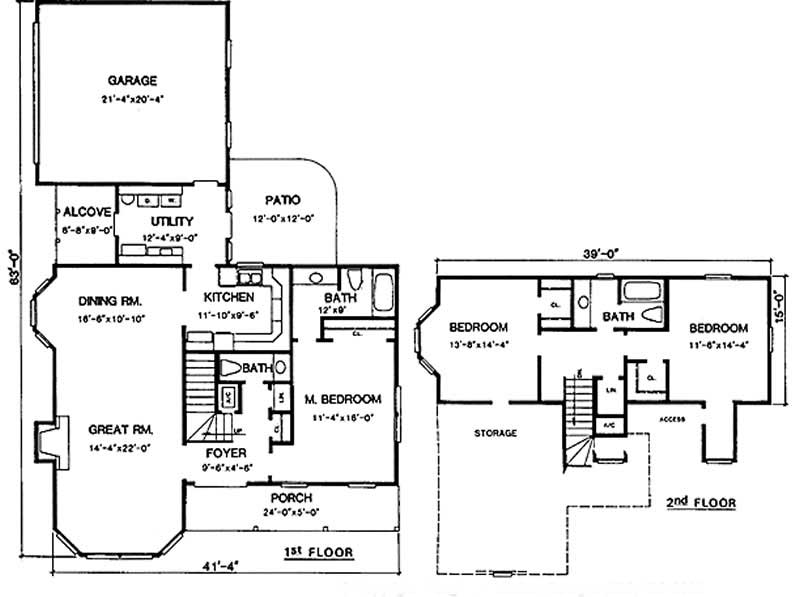 Floor Plan First Story of Cape Cod Plan #174-1067