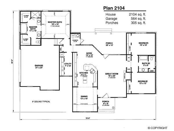 Floor Plan First Story of Mediterranean Plan #174-1072