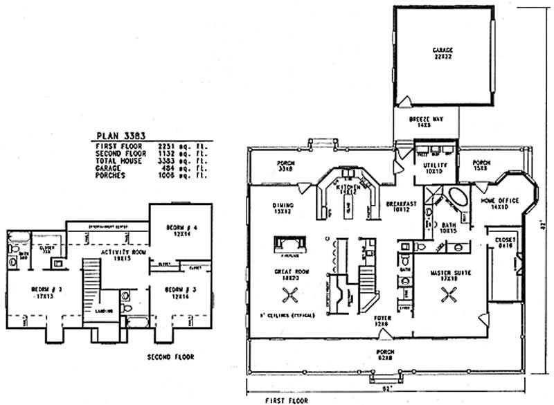 Floor Plan First Story of Cape Cod Plan #174-1075