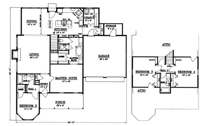 Floor Plan First Story of Cape Cod Plan #174-1079