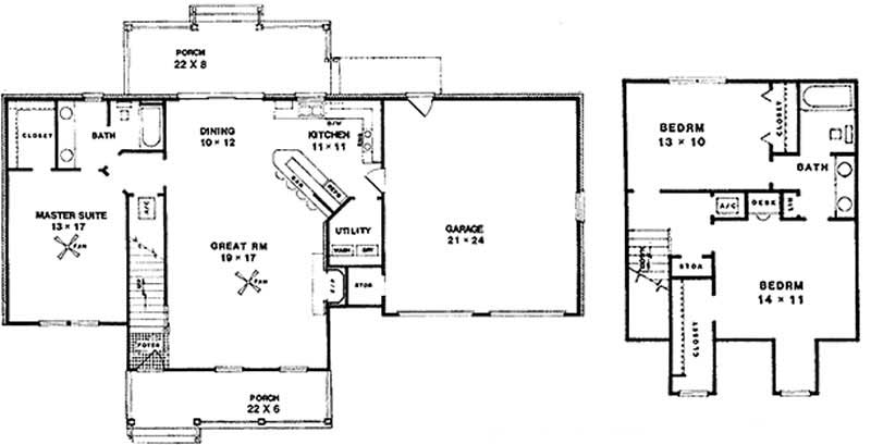 Floor Plan First Story of Cape Cod Plan #174-1081